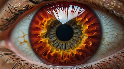close up of a red eye - obrazy, fototapety, plakaty