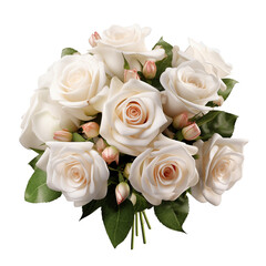 bouquet of white roses isolated on transparent background