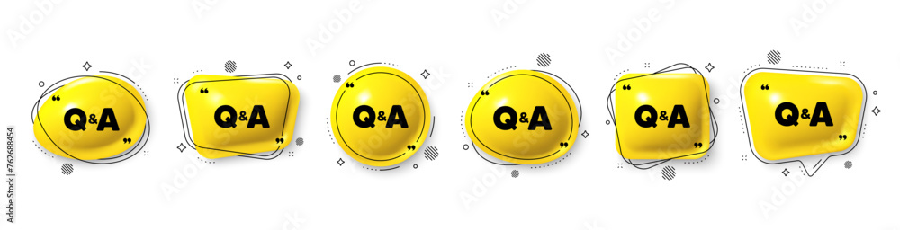 Poster questions and answers icon. speech bubble 3d icons set. answer question sign. faq symbol. questions 