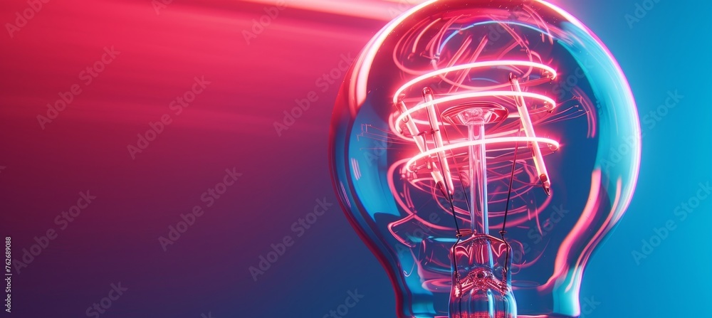 Poster neon lights illuminating empty space with a glowing light bulb for a captivating visual display