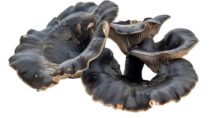 Delicious Black Trumpet Mushroom Isolated on Transparent Background - obrazy, fototapety, plakaty