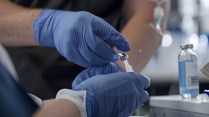 Fototapeta na wymiar Close-Up View of a Standard IntraVenous Blood Draw Procedure Conducted by Healthcare Professional