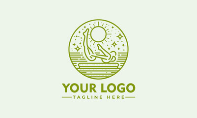 pilates yoga logo, with a woman in a pilates yoga pose.