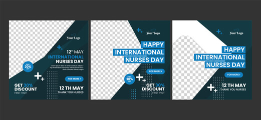international nurses day social media post web instagram banner post template  - obrazy, fototapety, plakaty