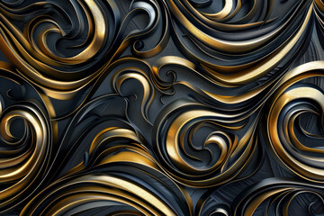 A luxurious background with a blend of gold and black swirls, creating an abstract pattern that exudes opulence and sophistication