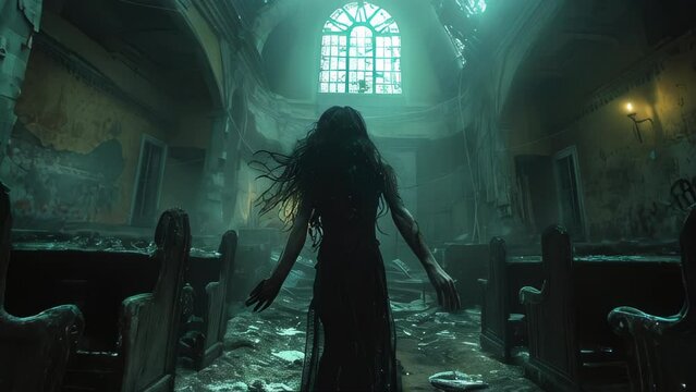 Mysterious Figure in an Abandoned Church
