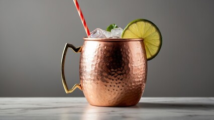 Moscow Mule Cocktail at a beach bar.