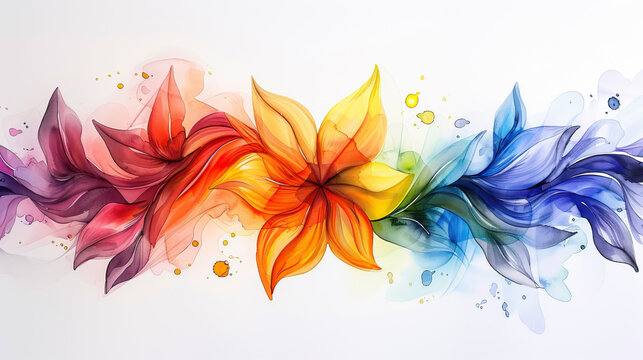 concept of Belonging Inclusion Diversity Equity DEIB or lgbtq, multicolor painted flowers representing different cultures and skin, on white background	