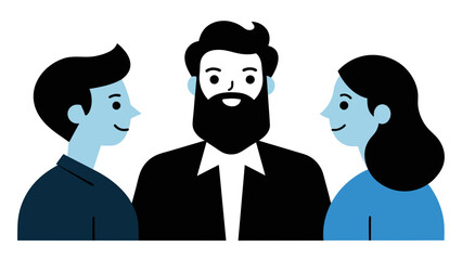 Efficient Communication Man Vector Illustration Collaborating with Colleague