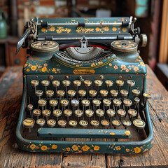 Image of antique typewriter - obrazy, fototapety, plakaty