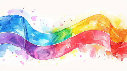 concept of Belonging Inclusion Diversity Equity DEIB or lgbtq, colorful rainbow ribbon art representing lgbtq diversity on white background	 - obrazy, fototapety, plakaty