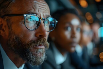 A diverse team of professionals collaborate on corporate cybersecurity and compliance. Concept Cybersecurity Best Practices, Compliance Regulations, Team Collaboration, Professional Diversity