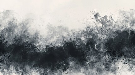 Abstract black and white hand drawn background. Smoke art watercolor