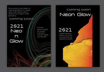 Flyer Layout with Bright Gradient Terranion Shape and Glow Net