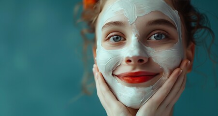 Radiant Smile: Young Lady with Facial Mask