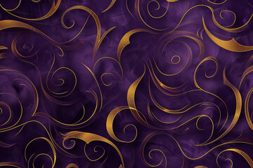 A luxurious business background with a pattern of golden swirls against a deep purple backdrop