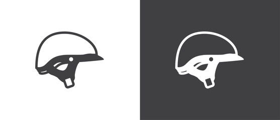Classic and slim Motorcycle helmet. Safety riding icon. Retro helmet vector illustration in black and white background. - obrazy, fototapety, plakaty