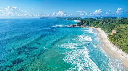 Ocean waves in Australia with turquoise and blue colors