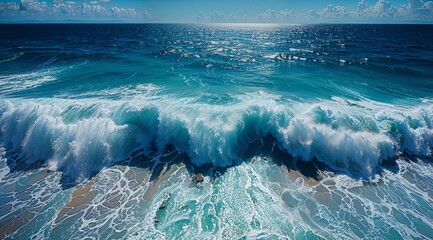 Ocean waves with turquoise and blue colors