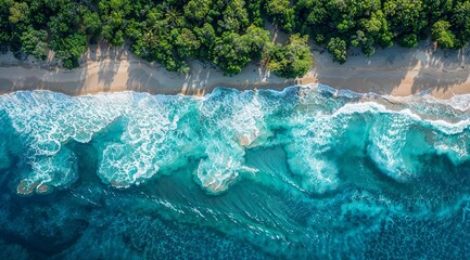 Ocean waves with turquoise and blue colors