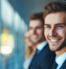 Fototapeta na wymiar Group of Young Business Men in Suits Smiling Generative AI