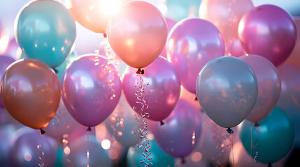 Colorful balloons decorated for birthday party