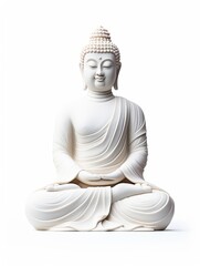 buddha statue isolated over white with clipping path and copy space - generative ai