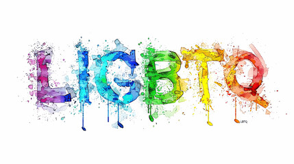 LGBTQ concept, the word LGBTQ written in colorful text on a white  background, can be used as web banner or header, card , poster, diversity 
