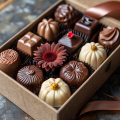chocolate candies in box