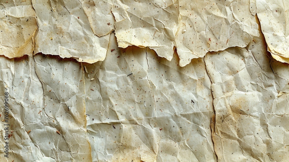 Poster a detailed image of a torn paper fragment covered by another sheet of paper