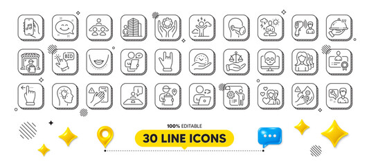 Repairman, Video conference and Medical mask line icons pack. 3d design elements. Certificate, Music app, Bid offer web icon. Delivery market, Idea head, Horns hand pictogram. Vector