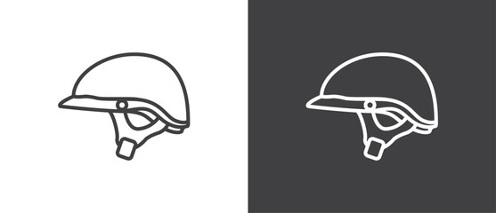 icon line of Classic and slim Motorcycle helmet. Safety riding icon. Retro helmet vector illustration in black and white background.