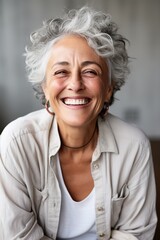 Fototapeta na wymiar gray-haired woman 50 years old portrait Generative AI