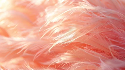 Foto op Plexiglas  A close-up image of a pink bird's feathers with a clear view of the back and no blurriness © Nadia