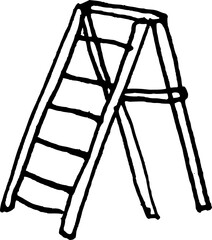 Garden tools hand drawn doodle illustration. Ladder