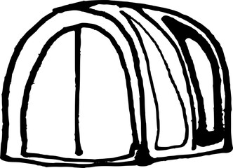 Garden tools hand drawn doodle illustration. Greenhouse 