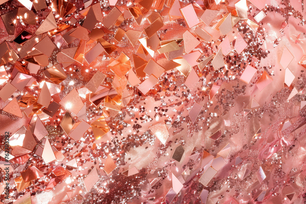 Poster a luxurious wallpaper pattern with a design of rose gold sequins, their shimmering surfaces creating