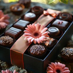 chocolate candies in box