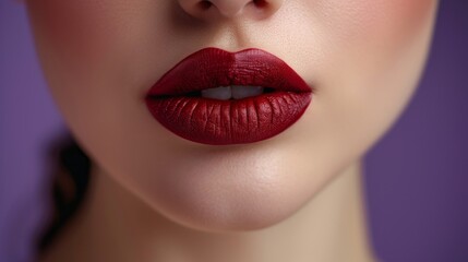  A woman, red lipstick, heart-shaped nostril piercing Closeup