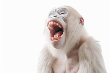 A white screaming monkey highlighted on a white background - Powered by Adobe