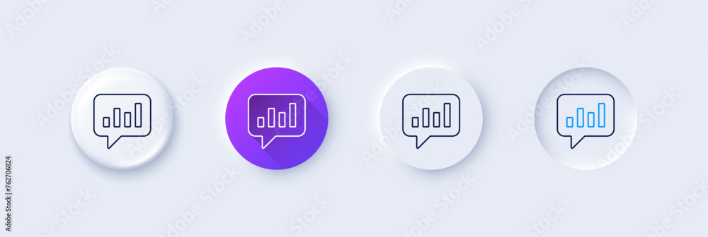 Aufkleber chart line icon. neumorphic, purple gradient, 3d pin buttons. report graph or sales growth sign in s