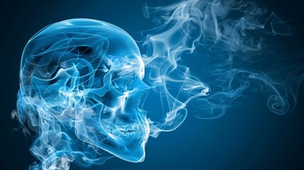 Abstract smoke formation resembling human body silhouette against dark background