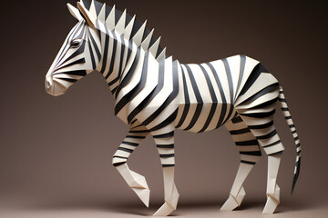Paperstyle origami zebra, paperstyle zebra, origami zebra