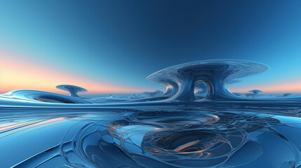 Abstract futuristic background with fractal horizon