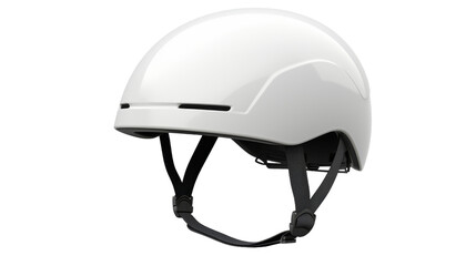 A white helmet rests peacefully on a white background, its serene presence exuding a sense of protection and strength