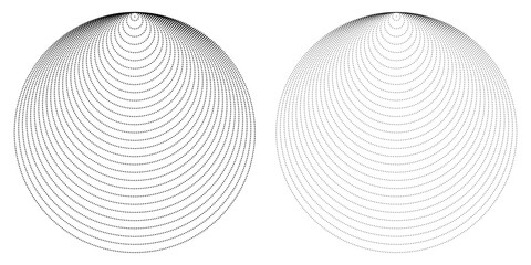 2 MOTIFS DE CERCLES EN POINTILLÉ. Arrière-plans circulaires avec points noirs - obrazy, fototapety, plakaty
