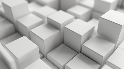 Obraz premium A minimalist masterpiece, this image showcases an array of white cube boxes, each slightly shifted to create a dynamic and visually intriguing background.