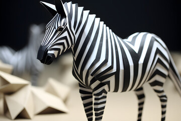 Paperstyle origami zebra, paperstyle zebra, origami zebra