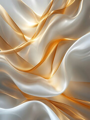 The HD lens captures the opulence as abstract white and golden liquid intertwine, crafting an exquisite wavy background.
