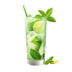 mojito cocktail isolated on white